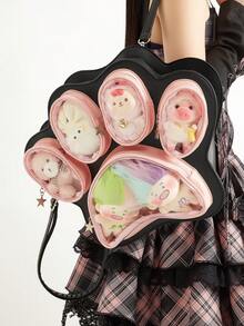 1 件猫爪形女式背包，PU 材质可爱大容量单肩包，适合娃娃，DIY 包，日式甜美有趣可爱猫爪设计女士包，适合日常使用、角色扮演、派对、漫画大会、生日、情人节礼物