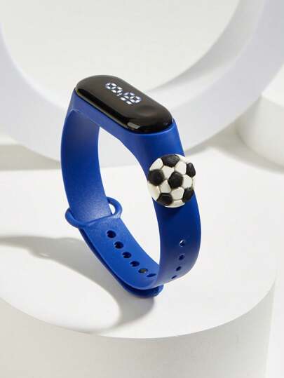 5pcs Football Shaped Children Digital LED Electronic Watches, Cute Minimalist Lightweight LED Sports Bracelet, Suitable For Elementary & Middle School Students, Birthday & Holiday Gift