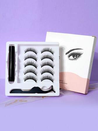 5 Pairs Magnetic Soft Thick Curly Reusable False Eyelashes, Easy Apply & Remove