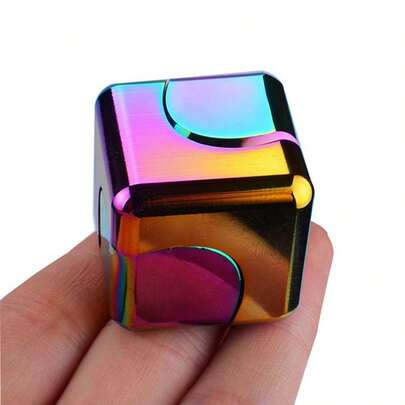 1 Pc Rotating Cube Toy, Finger Spinner Colorful Finger Gyro Mechanical Gadget, Stress Relief Advanced Technology Alloy
