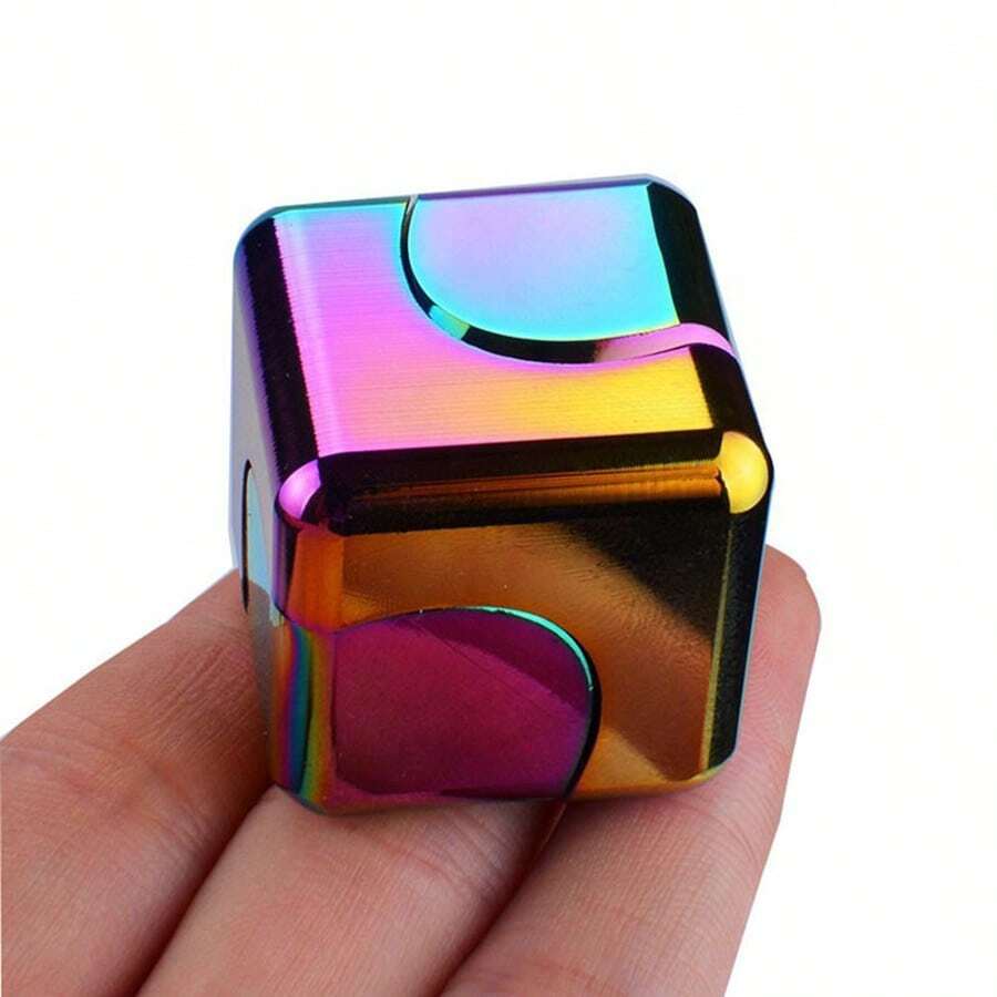 1 Pc Rotating Cube Toy, Finger Spinner Colorful Finger Gyro Mechanical Gadget, Stress Relief Advanced Technology Alloy - Multicolor - View 1