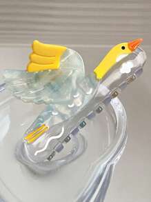 1pc Transparent Geese Fly South Pattern Cartoon Shark Claw Clip Hair Accessory, Versatile For Spring/Summer, New Arrival Women