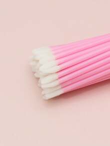 50pcs Disposable Lip Brush Set, Including Mascara Brush, Lipstick Brush, Lip Gloss Brush, And Other Makeup Cleaning Tools - Pink - View 2