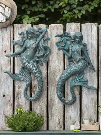 1pc Ancient Style Heavy Wall-Type Beautiful Fish Tank, High Quality Wood Resin Indoor And Outdoor Sculpture Decoration | Gift Idea For Family Members And Friends Resin Decorative Crafts, The Best Object For Creative People To Design Home Decoration