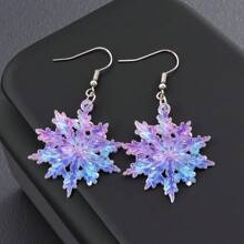 1 Pair Classic Elegant Acrylic Ombre Snowflake Dangle Earrings For Women