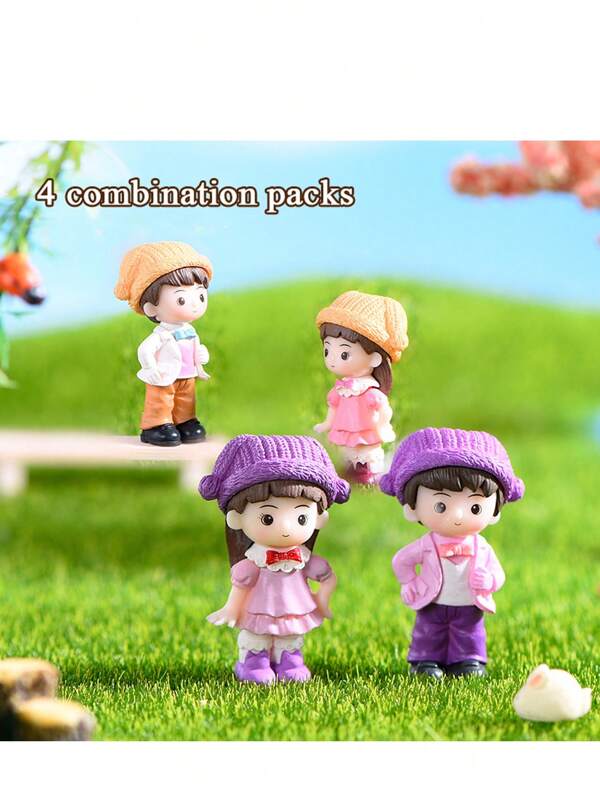 2/4pcs Couple/Teen Collectible Doll Creative Mini Figurines, Microlandscape Decorations, DIY Accessories For Boys And Girls