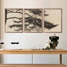 1pc Gift Vintage Pine Tree Branch Drawing Posters And Prints Canvas Painting Wall Arts Picture For Living Room Home Decoration Optional Frame - Multicolor - View 1