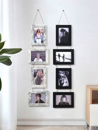 1pc Vintage Wooden 6 Inch 2-In-1, 3-In-1, 4-In-1 Creative Multi Photo Frame For Wall Hanging, Suitable For Bedroom, Living Room, Office Gifts Birthday Graduation