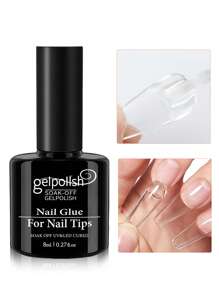 Super Strong Nail Glue For Acrylic Nails,Nail Tips, Press On Nails,Fake Nails, Salon Quality Brush On Nail Glue Easy Application Durable & Long-Lasting False Nail Glue UV/LED