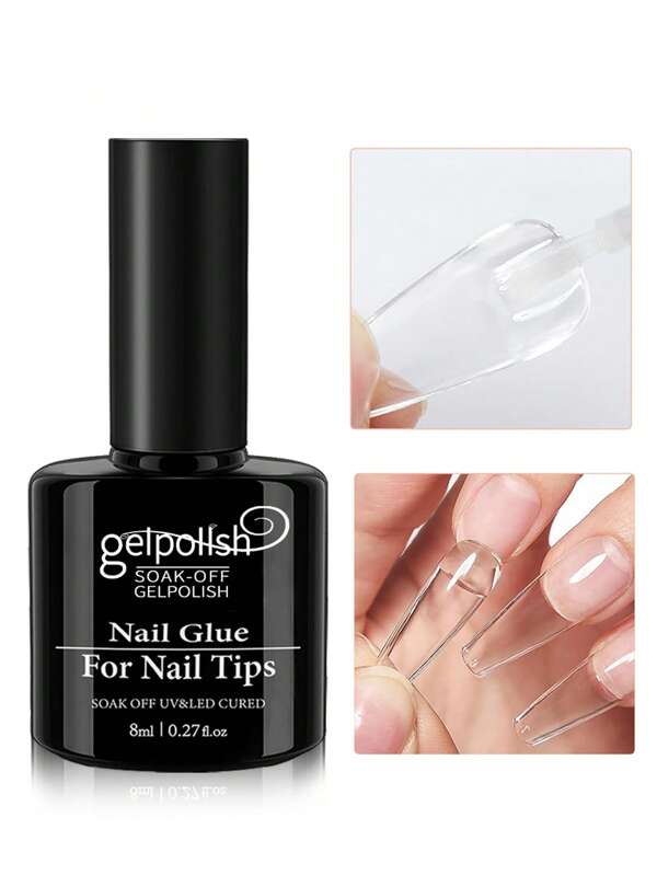 Super starker Nagellack für Acrylnägel, Nagelspitzen, Aufkleb-Nägel, Kunstnägel, Salon-Qualität Pinsel-Nagellack, einfache Anwendung, langanhaltend & langanhaltend, Kunstnagel-Kleber UV/LED