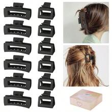 Set de accesorios para el cabello para mujeres y niñas, 6 pinzas grandes para cabello grueso, 6 pinzas pequeñas para cabello , color negro - Negro - Ver 1