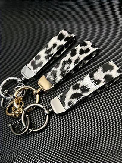 1pc Unisex New Design Leopard Print Zinc Alloy Leather Simple Key Chain, Suitable For Various Keys And Car Keys, Bags, Hanging Ornaments, Halloween, Couple Keychain Car Accessories Bag Charm Backpack For School Cute Goth Y2k Bag Lanyards With Id Holder Car Accessories Bag Charms Christmas Gift