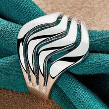 Cincin Perak 925 Berlapis Halus Bergelombang Ukuran 7-10# untuk Wanita, Perhiasan Fashion dan Pesona untuk Pernikahan dan Pertunangan - Perak - View 4