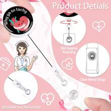 1pc Cute ID Badge Holder, Name Card Case, Retractable Key Chain Reel, Gift For Nurses And Doctors