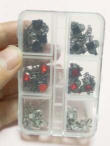 批量供应优雅 Y2K 18 件吊坠蝴蝶结链，带星星水钻，红黑蜘蛛网心形长链美甲饰品 3D DIY 圆形芭蕾舞女演员指甲装饰配件废旧手机壳发饰吊坠配件 - 彩色 - 查看 11