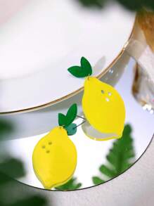 1 Par de Pendientes elegantes de Accesorios para Mujer de Estilo Fashionable con Frutas Dulces como Limón, Piña y Chili