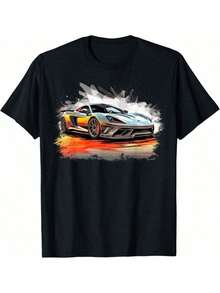Ercar Exotic Sports Car Concept Rcar Vintage Graphic T-ShirtSummer Party Casual Fashion T-Shirt Cool Casual Fun T-Shirt - Black - View 1