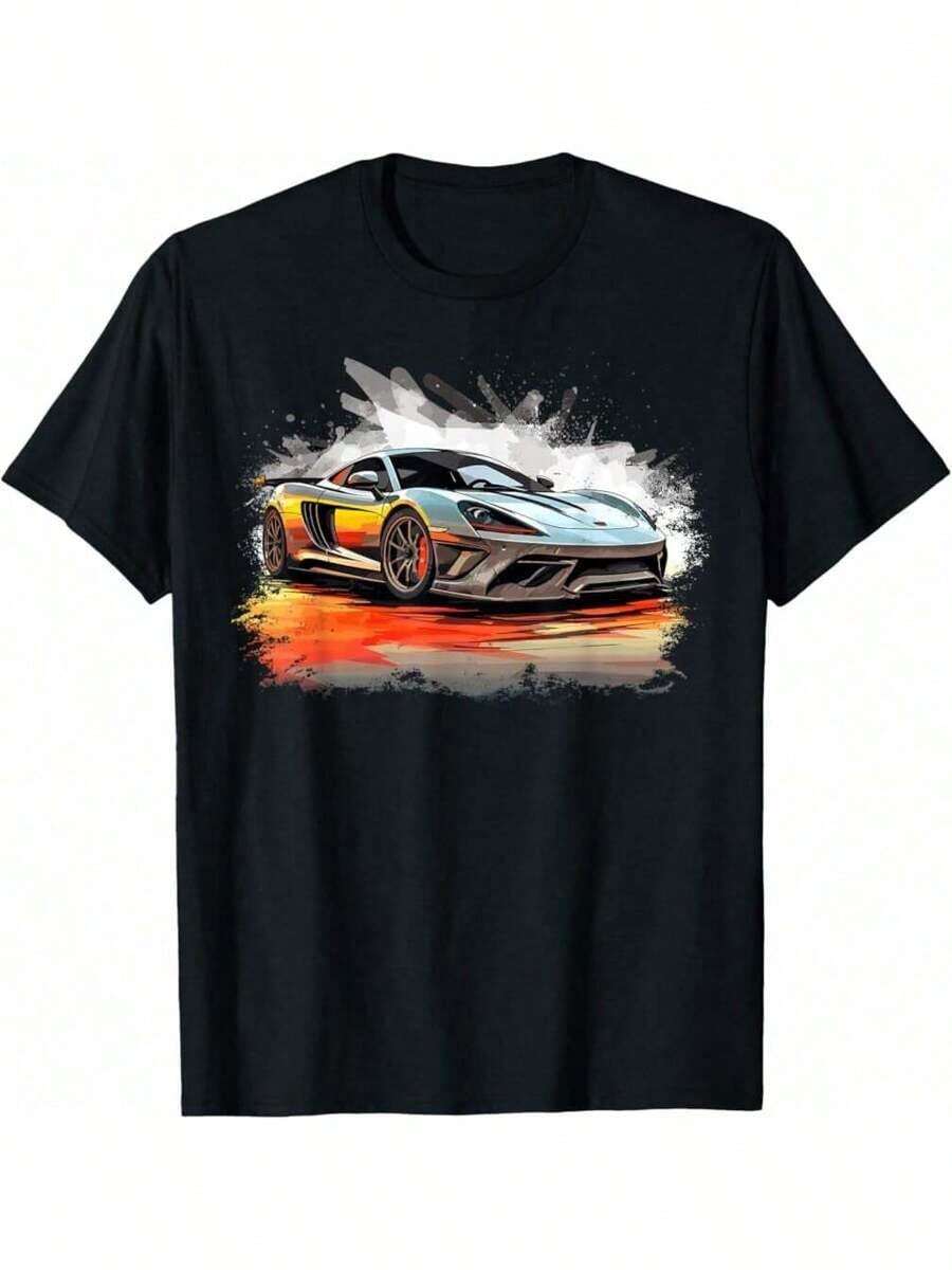 Ercar Exotic Sports Car Concept Rcar Vintage Graphic T-ShirtSummer Party Casual Fashion T-Shirt Cool Casual Fun T-Shirt - Black - View 1
