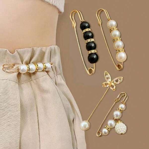 Set da 2 pezzi/6 pezzi di cintura in lega di alluminio e spilla, decorazione moderna con cristalli e farfalle, accessorio d abbigliamento per donne e ragazze per stringere vita e decorare