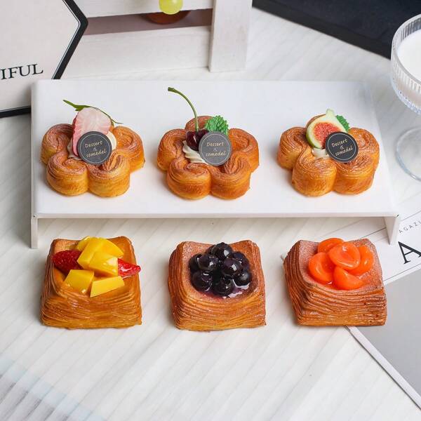 3 peças/Conjunto Decoração de Comida Falsa Realista de Bolo e Sobremesa, Modelo de Bolo Simulado como Prop de Fotografia para Mesa de Café, Decoração de Geladeira