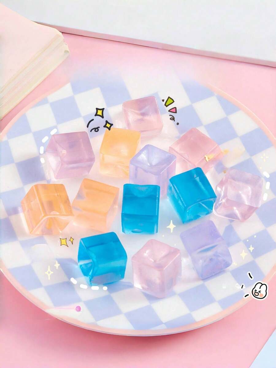 50pcs Random Color Ice Cube Squeeze Stress Relief Toy, Great Gift For Party, Christmas, Graduation, Relaxation - Multicolor - View 1