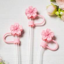 1 件心形字母九重葛花可重复使用吸管装饰、防尘盖、吸管标记、适合 10 毫米宽吸管、饮具装饰、婚礼派对感恩节圣诞礼物