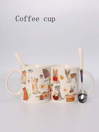 1 pièce Tasse en céramique de 320 ml au design animal minimaliste, tasse à eau pour la maison, tasse à lait pour le petit-déjeuner, tasse à boisson, verre à vin, tasse pour l'art du latte, tasse à café, convient pour l'extérieur, la maison, le bureau, cadeau pour les fêtes et anniversaires