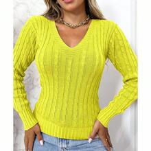V-Neck Braid Thin Fabric Blouse Long Sleeve Normal Line - Mostaza Amarilla - Ver 2