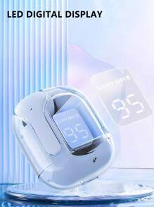 MEIYIXING DIGITAL TECHNOLOGY MEIYIXING Transparent TWS Wireless Earbuds, With LED Power Display Screen, Sports And Exercise In-Ear Headphones, Volume Control, Compatible With Smartphones, Capacitive Microphone, High-Quality Music, 200mAh Long Battery Life, Single-Play Duration Up To 2-5 Hours