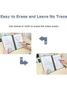 1pc A5 Reusable Whiteboard Notebook Leather Memo Free Whiteboard Pen Erasing Cloth Weekly Planner Portable Stylish Office Notebooks Back To School
