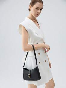 Leather Underarm Bag Fashion Women Bag Handbag Solid Shoulder Bag Simplicity Classic Women's Messenger Bag For Lady Winter Gifts - Black - View 3