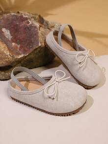 New Girls Bow Soft Bottom Sweet Cute Princess Style Flat Shoes, Suitable For Spring And Autumn - Beige - View 3