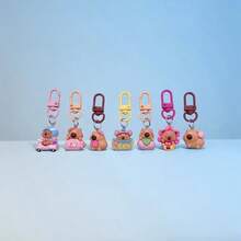 6 piezas al azar de llaveros de la serie de dibujos animados de color rosa del capibara, llavero de mejor amigo, cartera, mochila, accesorios para teléfono móvil y auriculares, colgante de llaves de coche, regalo pequeño creativo para fiestas y vacaciones - Multicolor - Ver 7