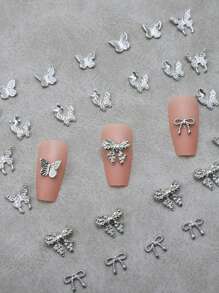20pcs/Pack Nail Art Decorations - Assorted Butterfly & Bow Designs, Suitable For Nail Art Decoration
