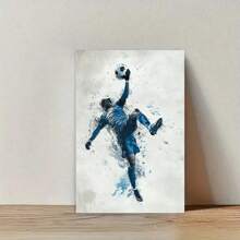 1 PAC Wall Arts ,Posters ,Football ,Modern Abstract Football Canvas Art Print - Bright Blue Football Player Wall Decoration, Suitable For Living Room, Bedroom, Office - High Quality UV Resistant Oil Painting Style Poster, Perfect Gift Creativity, Football Room Decoration