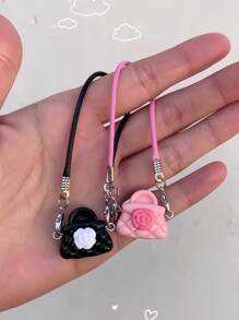 1pc First And Second Generation Pendant Dolls, Elegant And Fashionable Small Sachet Accessories, Mini Model Simulation Camellia Creative Fashion Luxury Bag Keychain Pendant Bag Hanging Accessories, Fashionable Holiday Gifts