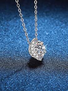 1pc 925 Sterling Silver 1 Carat Mossanite Necklace, Elegant & Fashionable, Suitable For Women's Daily Wear, Party, Commute, Mother's Day, Wedding Anniversary, Jewelry Gift