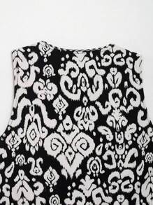 ZEVITY Women's Allover Print Sleeveless Tie Front Casual Top