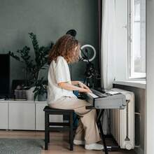 Pedal de sustain para piano electrónico  , pedal de sustain universal para piano, respuesta sensible, extensión de tono de calidad profesional. - Negro - Ver 10