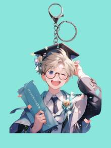 1 件亚克力阳光男孩钥匙扣，2D 卡通装饰背包夹，送给朋友的吊坠礼物，汽车装饰配件汽车配件包饰 - 彩色 - 查看 2