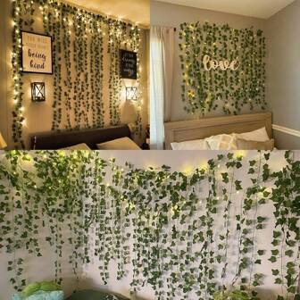 1 pièce Guirlande lumineuse en rotin de 2 m avec 20 lumières, décoration de chambre à coucher, anniversaire, ambiance intérieure, décoration de mariage/fête, cadeau de vacances, guirlande LED clignotante, fonctionnement sur batterie