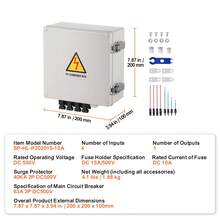 PV Combiner Box, 4 String, Solar Combiner Box With 10A Rated Current Fuse 63A Circuit Breaker Lightning Arrester And Solar Connector, ABS Plastic Case For On / Off Grid Solar Panel System, IP65 - trắng - Xem 7