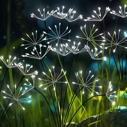 Solar Garden Lights, New Upgraded 2pcs Solar Swaying Starburst Light, Solar Fireworks Outdoor Lights, Yard Patio Pathway Christmas Decoration
