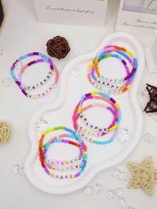 1 pulsera con nombre, pulsera con inicial, pulsera personalizada con nombre, pulsera con cuentas con nombre, pulsera con nombre personalizado, pulsera con nombre colorida, regalo para ella - Multicolor - Ver 4