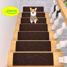 Stair Treads Non-Slip-Stair Runners For Wooden Steps Perfect For Elders, Pet, 4/15pcs Stair Floor Mats Non-Slip Leaf Embossing Stair Treads 20cmX65cm/7.8inchX 25.6inch Indoor And Outdoor Stair Tread Mat, Staircase Steps Reusable Self-Adhesive Hardwood - Multicolor - View 18