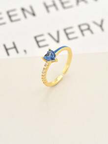 1 件时尚十二月诞生石心形珐琅开口戒指，女士节日礼物 - 戒指 - 查看 17