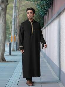 男士长款阿拉伯长袍，立领设计，亲肤柔软面料，适合开斋节、斋月、婚礼等日常场合穿着。