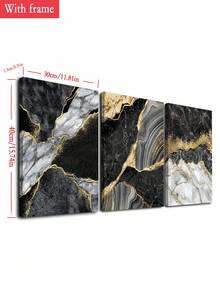 3pcs Abstract Beige Fluid Art Posters, Wall Art Posters Optional Frame - Multicolor - View 3
