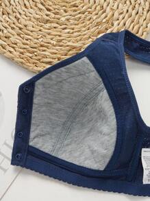 3 Peças Sutiã Sem Arame de Fechamento Frontal Macio com Estampa Floral, Roupa Íntima Feminina