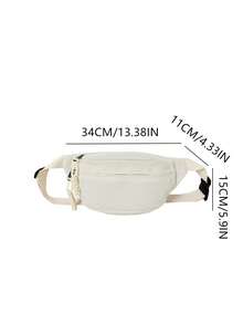 1 件装 Core Velvet 绿色时尚百搭简约男士胸包 - 白色 - 查看 3